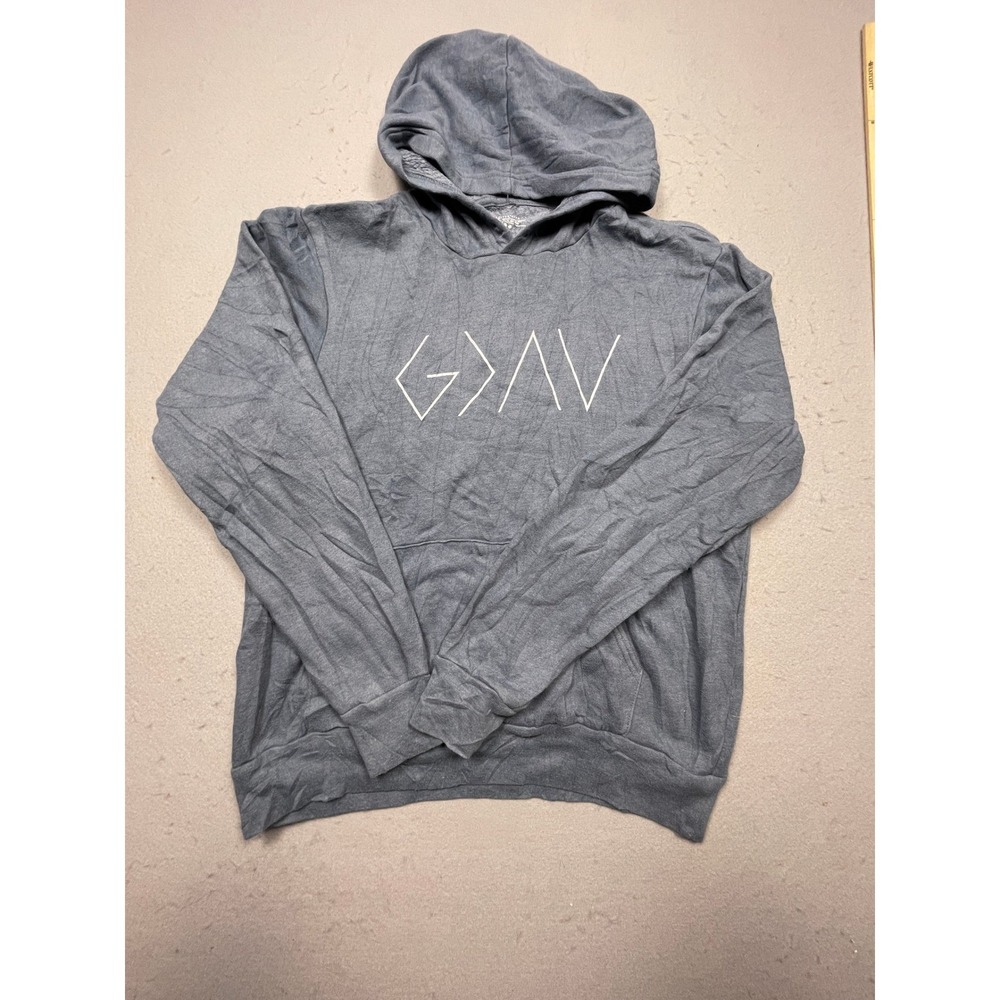 Elevated Faith G AV Hoodie Unisex Medium Gray God Is Greater Graphic Excellent